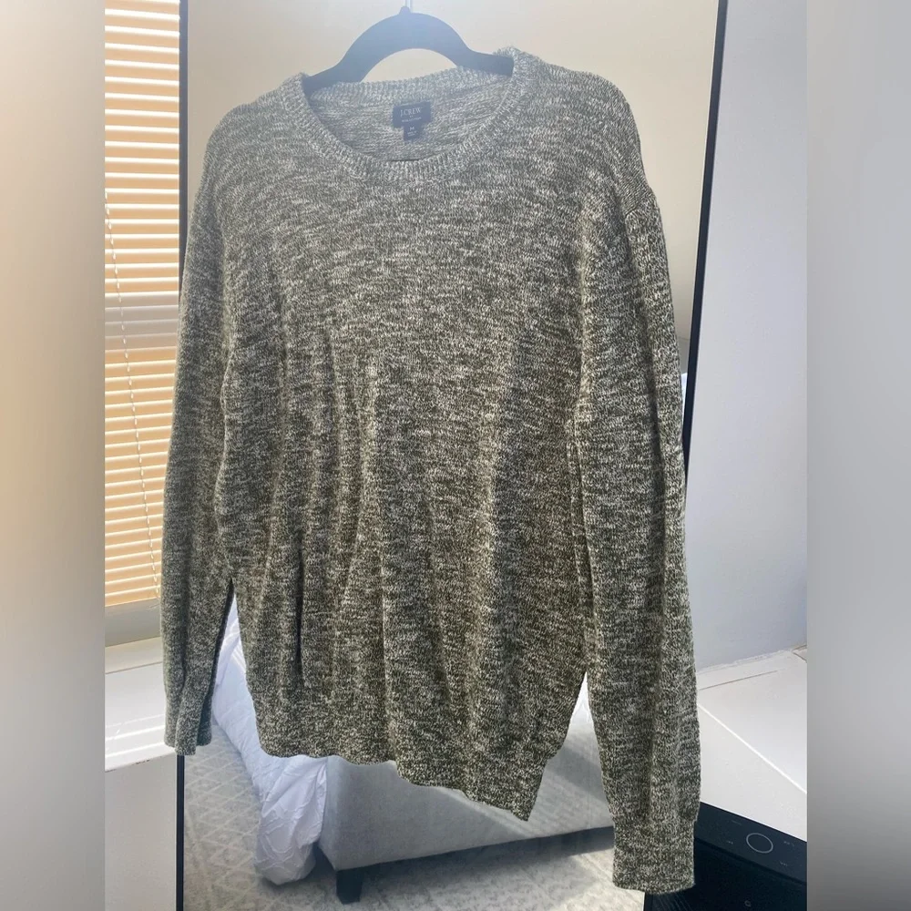J. Crew - 100% Cotton Piqué-Stitch Crewneck Sweater in Green - Size M